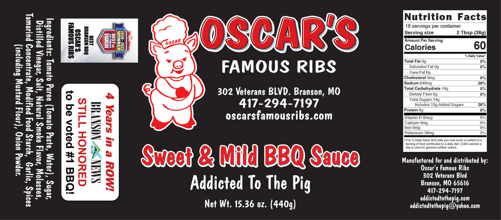 Oscar's Sweet & Mild BBQ Sauce